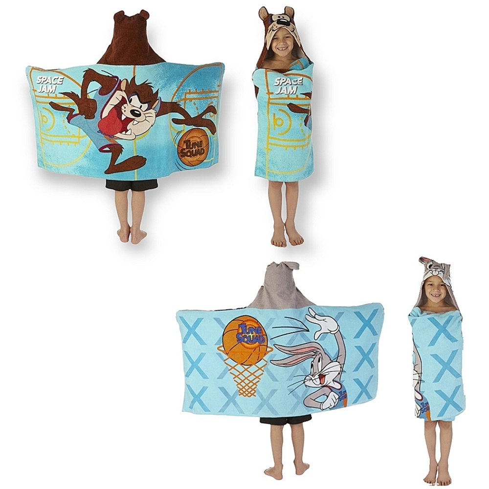 🏀 2 Hooded Space Jam Bath Wraps • Taz & Bugs Bunny